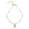 White Beaded Choker for Women with Brass Chain Pendant and 12” with Extender Lightweight Gift